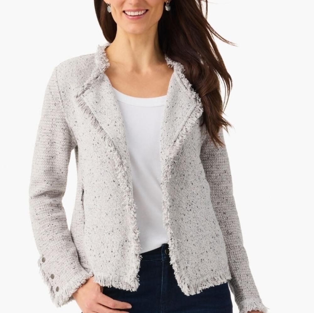 Nic & Zoe Light Blue Fringe Blazer